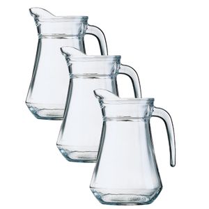 3x stuks glazen schenkkan/karaf 1 liter