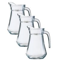 3x stuks glazen schenkkan/karaf 1 liter