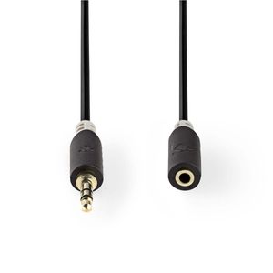 Stereo audiokabel | 3,5 mm male - 3,5 mm female | 5,0 m | Antraciet