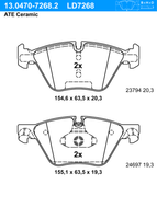 Remblokkenset, schijfrem ATE Ceramic ATE, u.a. fÃ¼r BMW - thumbnail