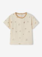 Geborduurd T-shirt babyjongen van biologisch katoen ecru