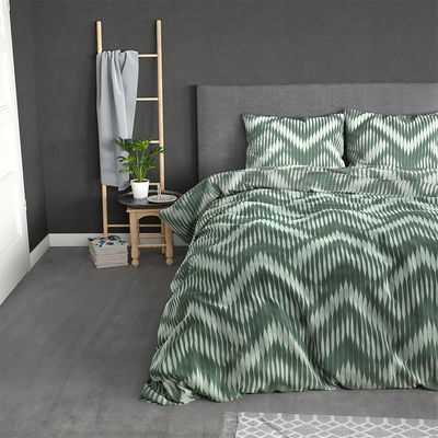 Dekbedovertrek Maeva - Eenpersoons (140x220 cm) - Groen Polyester-katoen - Dessin: Patroon - Sleeptime Elegance - Dekbed-Discounter.nl