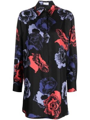 Ferragamo chemise fleurie à manches longues - Noir