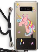 Roze eenhoorn: Samsung Galaxy Note 8 Transparant Hoesje met koord