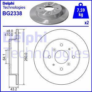 Remschijf DELPHI, Remschijftype: Massief, u.a. für Rover, Honda, MG, Acura