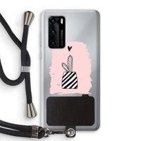 Zwart-wit cactus: Huawei P40 Transparant Hoesje met koord