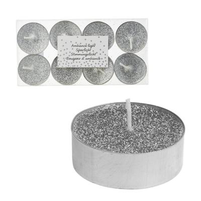 Overige Merken Glitter theelichten 8 stuks zilver