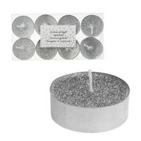 Overige Merken Glitter theelichten 8 stuks zilver Overige Merken Glitter theelichten 8 stuks zilver