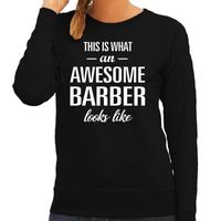 Awesome barber / kapster cadeau sweater / trui zwart dames - thumbnail