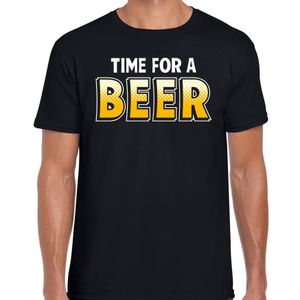 Time for a beer fun shirt zwart voor heren drank bier thema 2XL  -