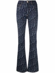 Philipp Plein jean évasé à motif monogrammé - Bleu