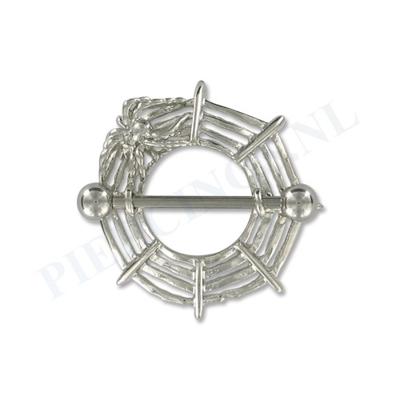 Tepelpiercing shield spinnenweb