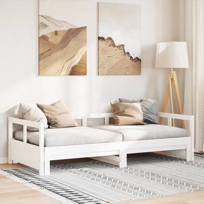 Slaapbank zonder matras 90x200 cm massief grenenhout wit
