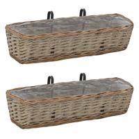 VidaXL Balkonbakken 2 st 60 cm wicker met pe-voering