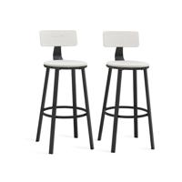 Set van 2 barstoelen industrieel design, Vintagewit + zwart / 54 x 54 x 73 cm