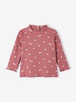 T-shirt baby met print, lange mouwen oudroze
