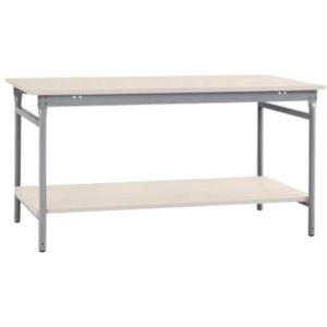 Manuflex BB5221.9006 Compleet bijzettafel basis stationair met melamine schijf + legplank, bxdxh: 1500 x 800 x 780 mm Aluminium-zilver