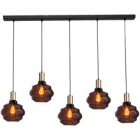 Masterlight 5-lichts hanglamp - goud -Porto met Ball red glazen - Ø 24cm - 2711-05-02-130-5-1