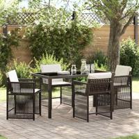 5-delige tuinset met kussens bruin poly rattan