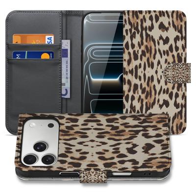 Book Case iPhone 17 Pro Max Leopard Pasjeshouder Magnetisch