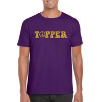 Toppers in concert - Paars Flower Power t-shirt Topper met gouden letters heren