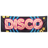 Gevelvlag banner met Disco Fever print - 74 x 220 cm - polyester - zwart - Seventies/Eighties   -
