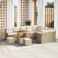 Tuinbankenset met kussen 12 pcs Beige poly rattan