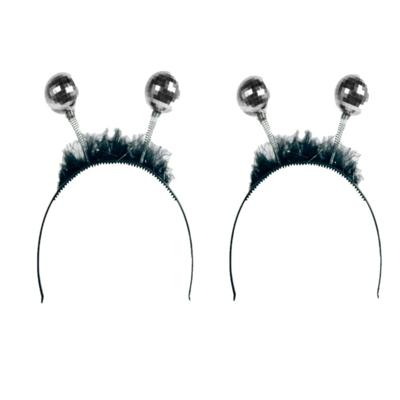 Folat Party disco/eighties thema discoballen diadeem - 2x stuks - voor dames - kunststof
