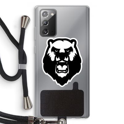 Angry Bear (white): Samsung Galaxy Note 20 / Note 20 5G Transparant Hoesje met koord