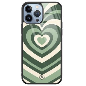 iPhone 13 Pro Max glazen hardcase - Hart swirl groen