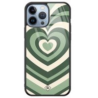 iPhone 13 Pro Max glazen hardcase - Hart swirl groen