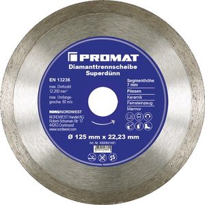 Promat Diamantzaagblad | d. 125 mm gat 22,23 mm | tegels | 7 mm - 4000841481 4000841481