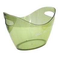 Wijnfles koeler/wijnkoeler Bucket - transparant groen - kunststof - 34 x 25 x 26 cm - IJsemmer
