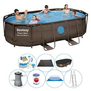 Bestway Power Steel Swim Vista OVAAL 427x250x100 cm - Zwembad Combinatie Set