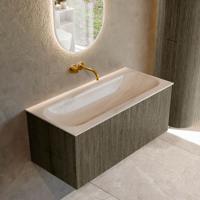 Badmeubel Mondiaz Kurve-Dlux | 100 cm | Meubelkleur Shadow | Wastafelkleur Meli | Solid surface | Wasbak midden spoelbak | Zonder kraangat(en)
