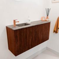 Toiletmeubel Mondiaz Joya Dlux | 91.6 cm | Meubelkleur Ruby | Faye wastafel Oza Wasbak Links | 1 kraangat