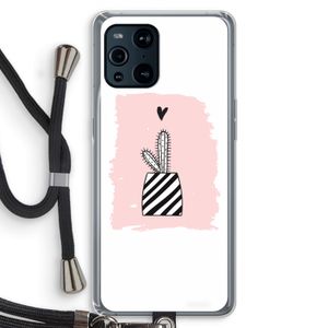 Zwart-wit cactus: Oppo Find X3 Transparant Hoesje met koord