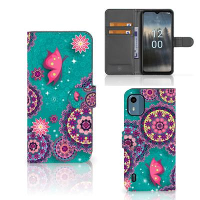 Nokia C12 Hoesje Cirkels en Vlinders | Portemonnee hoesje