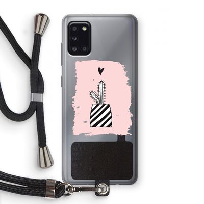 Zwart-wit cactus: Samsung Galaxy A31 Transparant Hoesje met koord