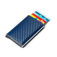 Uitschuifbare Pasjeshouder - Pasjeshouder - Uitschuifbaar - Book Case - RFID beveiliging - Kunstleer - Blauw