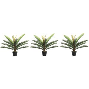 3x Groene boomvaren kunstplant 75 cm in zwarte plastic pot