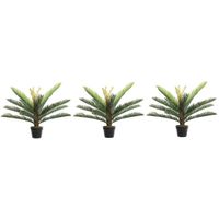 3x Groene boomvaren kunstplant 75 cm in zwarte plastic pot