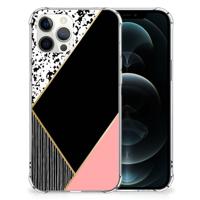 iPhone 12 Pro Max Shockproof Case Zwart Roze Vormen