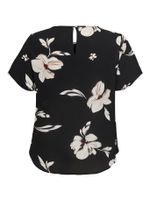 ONLY CARMAKOMA top met korte mouw en bloemenprint CARVICA zwart/wit/rood - thumbnail