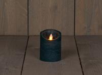 B.o.t. kaars wax rustiek bewegende vlam 7.5x10cm antiek groen 3xaaa/timer - Annas collection