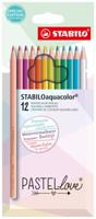 STABILOaquacolor kleurpotlood, pastel, etui van 12 stuks, assorti - thumbnail