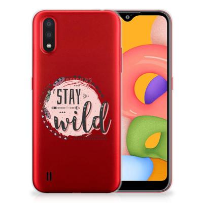 Samsung Galaxy A01 Telefoonhoesje met Naam Boho Stay Wild Samsung Galaxy A01 Telefoonhoesje met Naam Boho Stay Wild