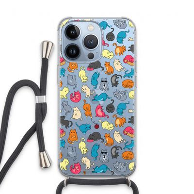 Kleurrijke katten: iPhone 13 Pro Transparant Hoesje met koord