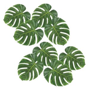 Hawaii/zomerse decoratie monstera palm bladeren set van 8x stuks - 15 x 35 cm per blad