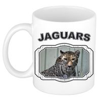 Dieren jaguar beker - jaguars/ jaguars mok wit 300 ml     -